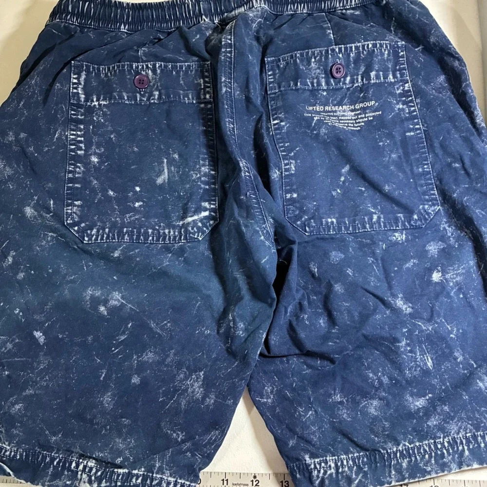 Limited Research Group Mens Acid Wash Shorts Blue Smiley Face Size 34